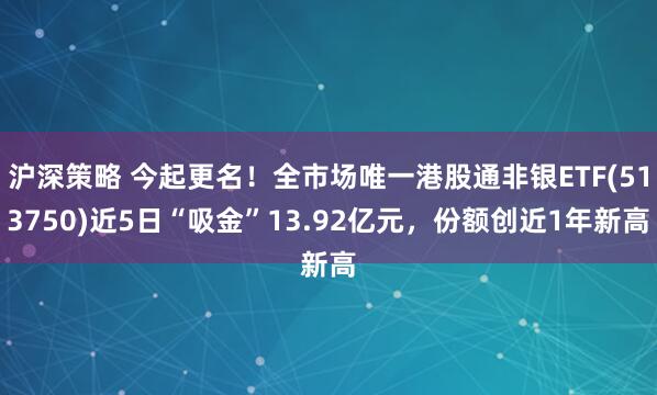 沪深策略 今起更名！全市场唯一港股通非银ETF(513750)近5日“吸金”13.92亿元，份额创近1年新高
